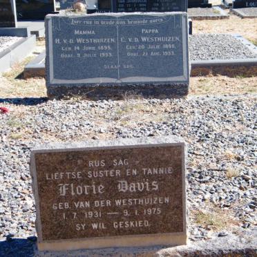 WESTHUIZEN C., v.d. 1890-1953 &amp; H. 1895-1953 :: DAVIS Florie nee VAN DER WESTHUIZEN 1931-1975