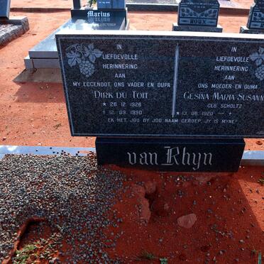 RHYN Dirk du Toit, van 1926-1990 & Gesina Maria Susanna SCHOLTZ 1920-