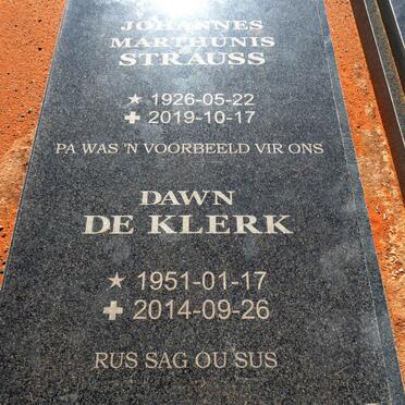 STRAUSS Johannes Marthunis 1926-2019 :: DE KLERK Dawn 1951-2014 _2
