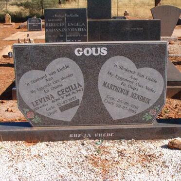 GOUS Martinus Hendrik 1918-1995 &amp; Levina Cecilia SNYMAN 1931-