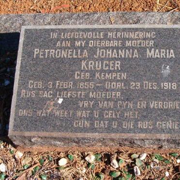 KRUGER Petronella Johanna Maria neé KEMPEN 1855-1918