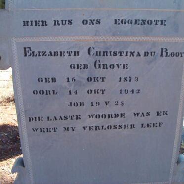 PLOOY Elizabeth Christina, du neé GROVE 1973-1942