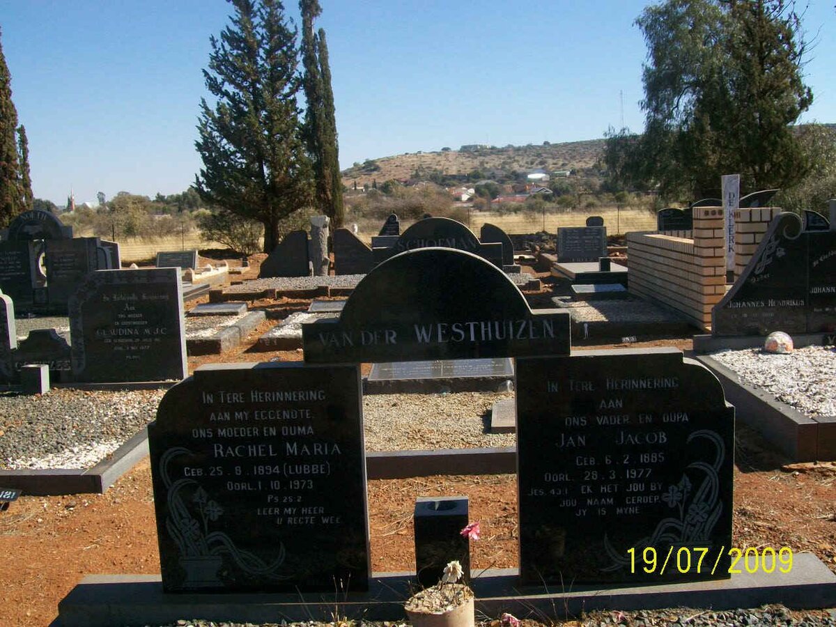 WESTHUIZEN Jan Jacob, van der 1885-1977 &amp; Rachel Maria LUBBE 1894-1973