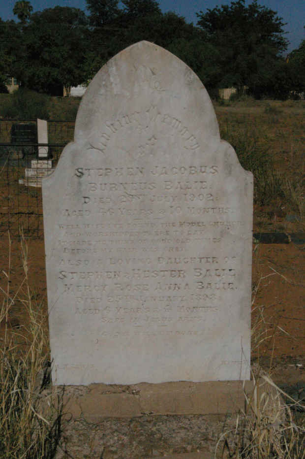 BALIE Stephen Jacobus Burneus -1902 :: BALIE Mercy Rose Anna -1898