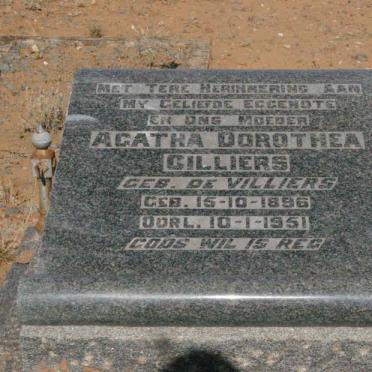 CILLIERS Agatha Dorothea nee DE VILLIERS 1896-1951 :: SALZMANN Esther Agatha 1921-1996