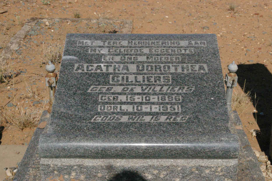 CILLIERS Agatha Dorothea nee DE VILLIERS 1896-1951
