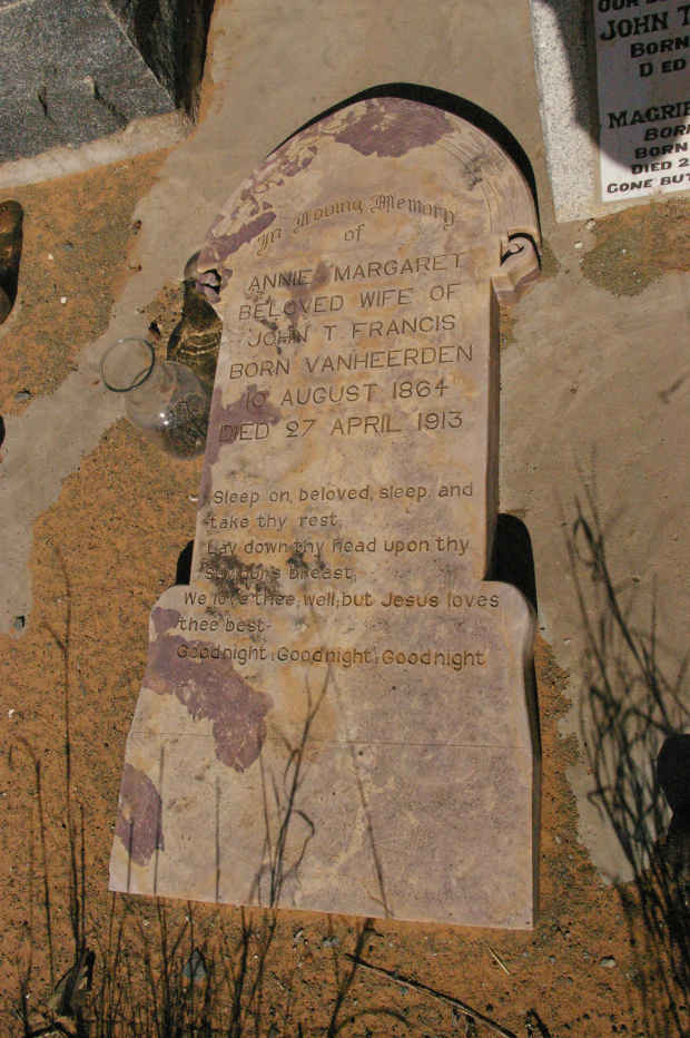 FRANCIS Annie Margaret nee VAN HEERDEN 1864-1913