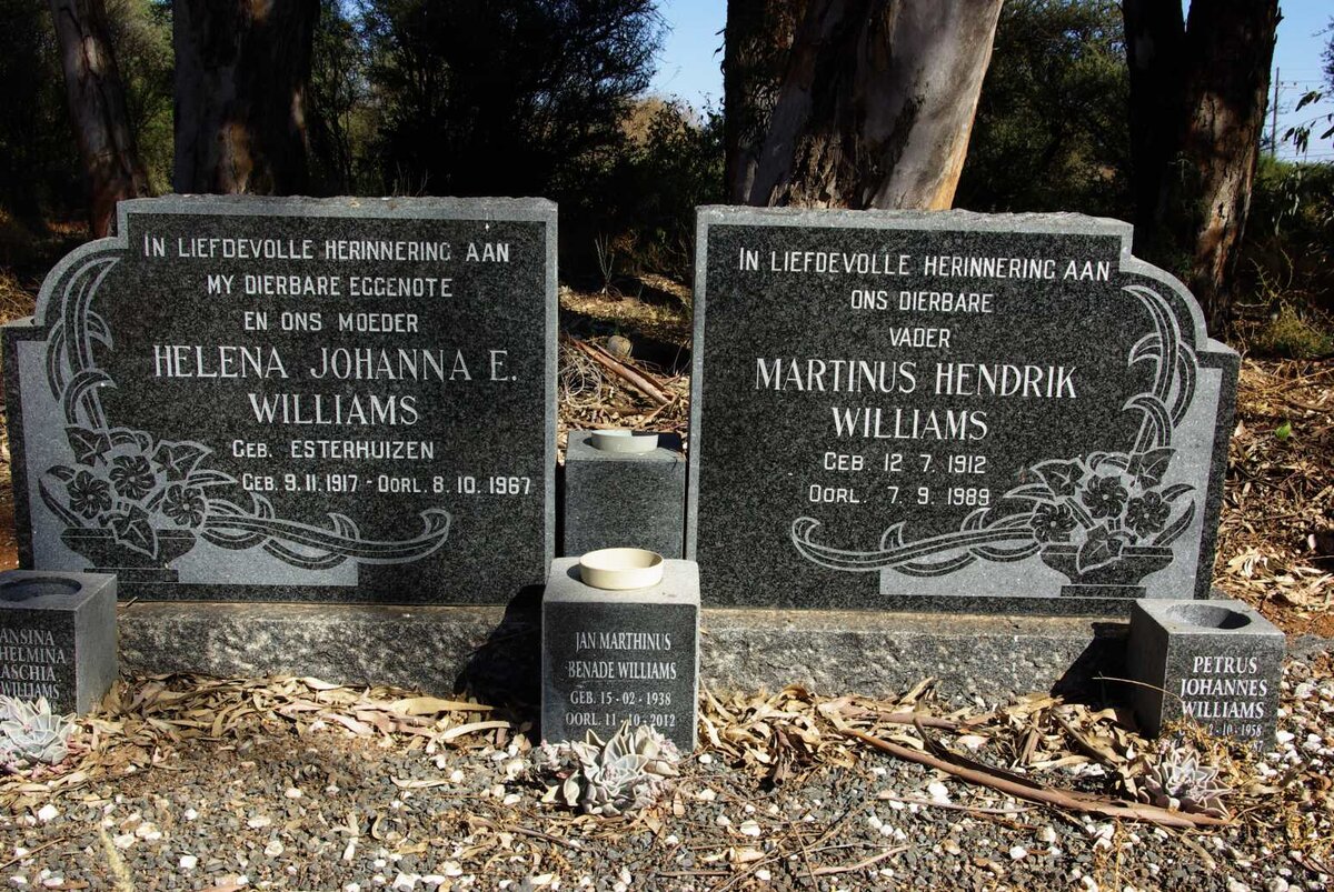 WILLIAMS Martinus Hendrik 1912-1989 &amp; Helena Johanna E. ESTERHUIZEN 1917-1967 :: WILLIAMS Jan Martinus Benade 1938-2012