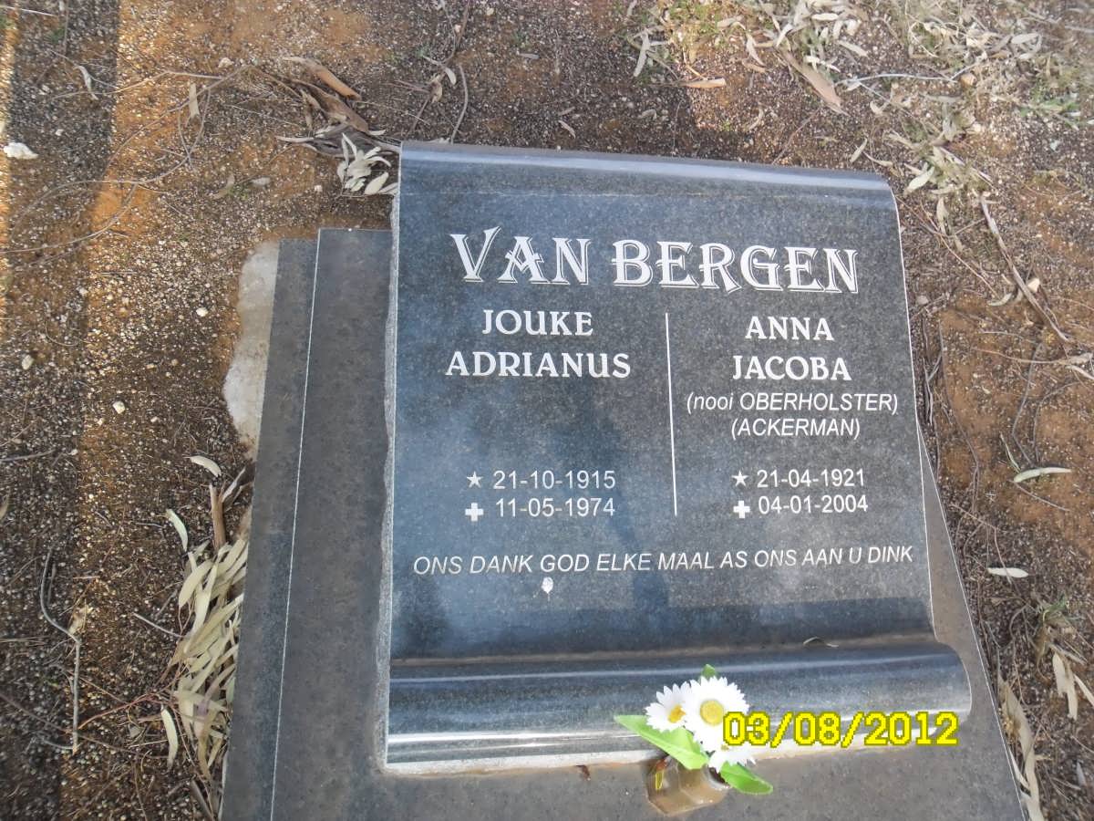 BERGEN Jouke Andrianus, van 1915-1974 &amp; Anna Jacoba ACKERMAN nee OBERHOLSTER 1921-2004