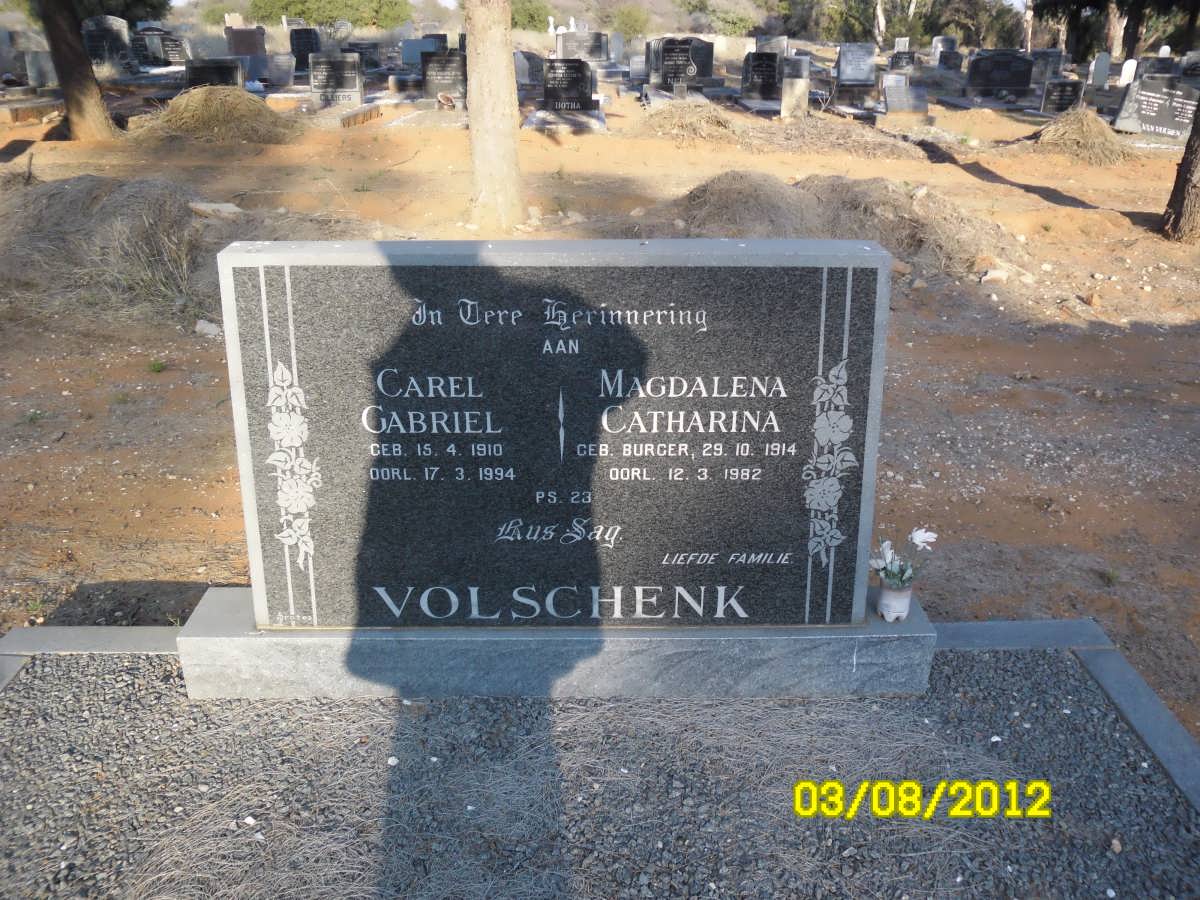 VOLSCHENK Carel Gabriel 1910-1994 &amp; Magdalena Catharina BURGER 1914-1982