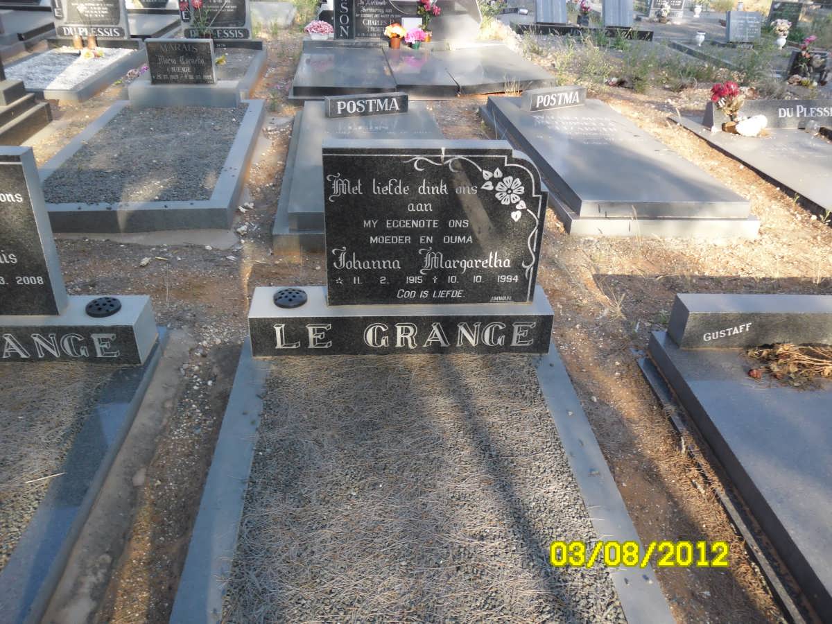 GRANGE Johanna Margaretha, le 1915-1994