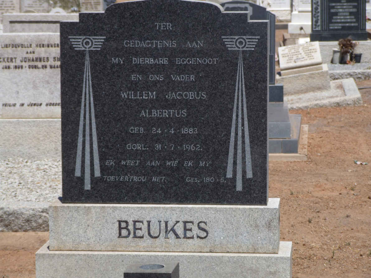 BEUKES Willem Jacobus Albertus 1883-1962