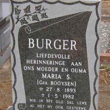BURGER Maria S. nee BOOYSEN 1893-1982