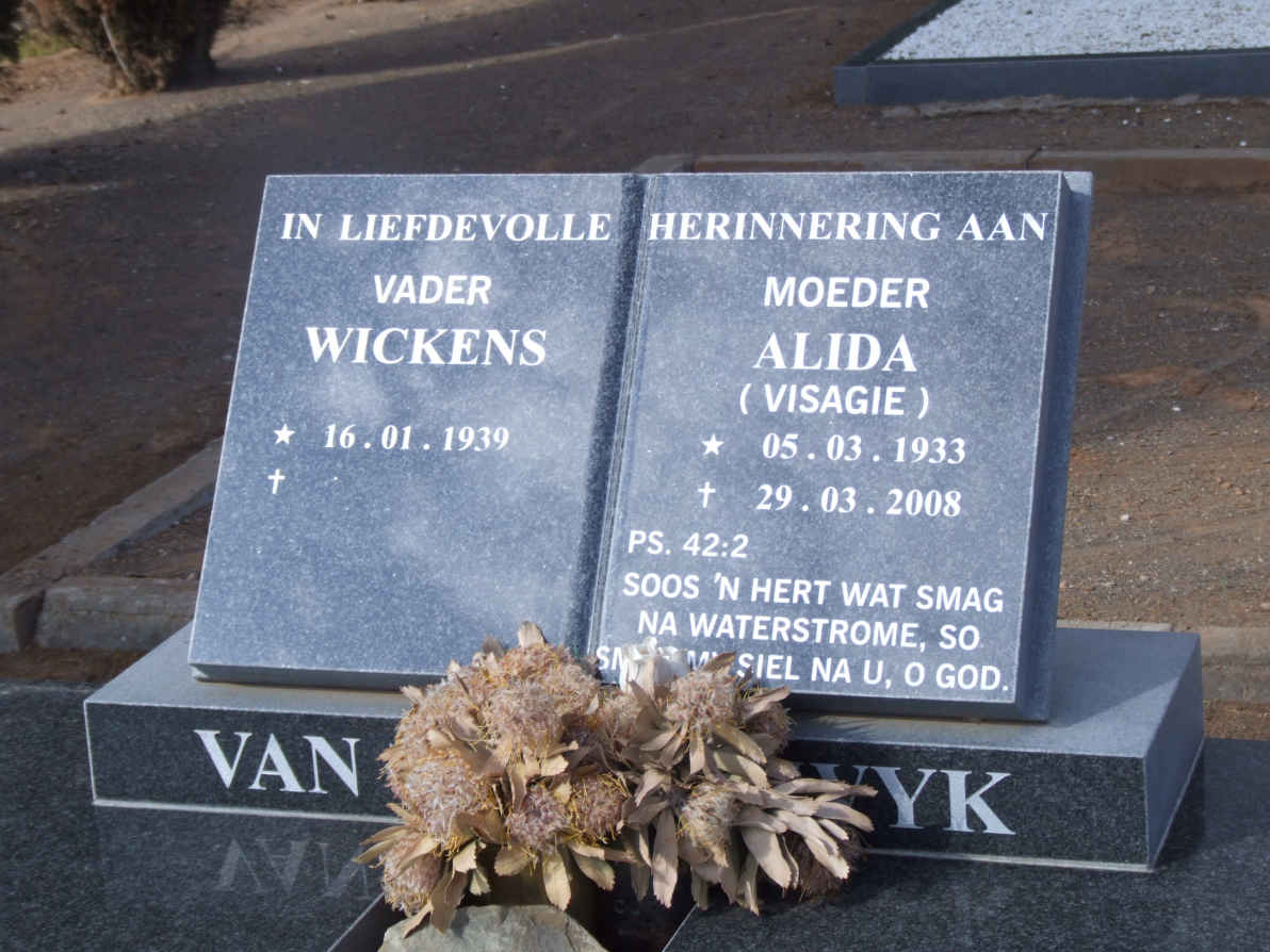?WYK Wickens, van 1939- &amp; Alida VISAGIE 1933-2008