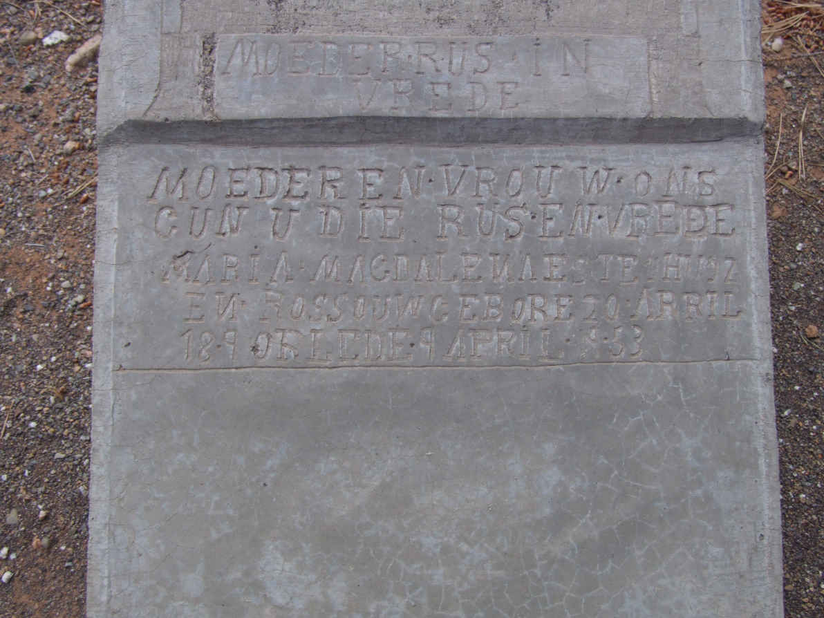 ESTERHUIZEN Maria Magdalena nee ROSSOUW 1890-1953
