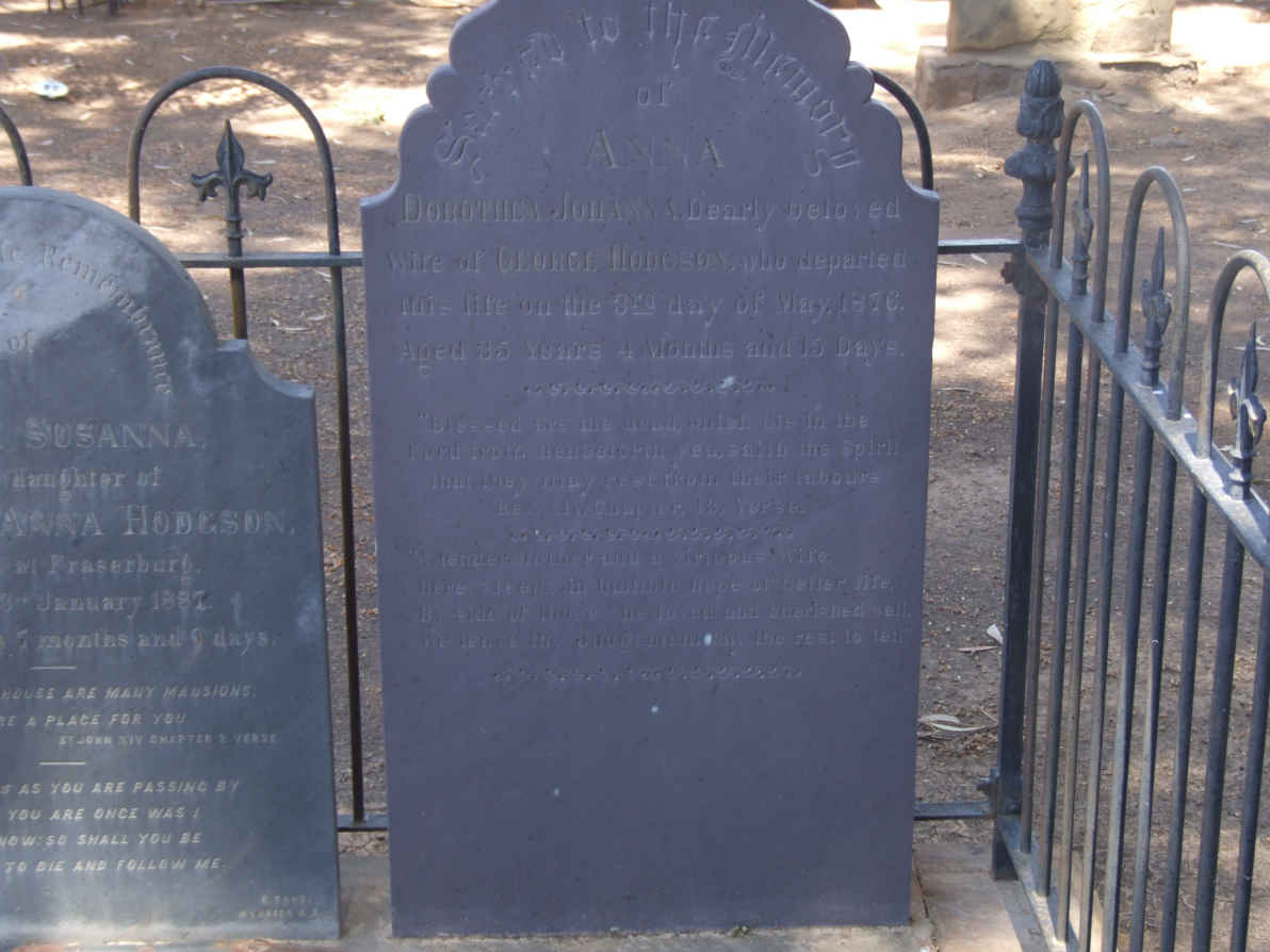 HODGSON Anna Dorothea Johanna  -1876