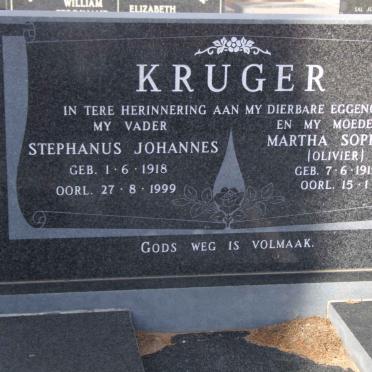 KRUGER Stephanus Johannes 1918-1999 &amp; Martha Sophia OLIVIER 1919-1981
