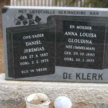 KLERK  Daniel Jeremias, de 1887-1973 &amp; Anna Louisa Gloudina IMMELMAN 1890-1977