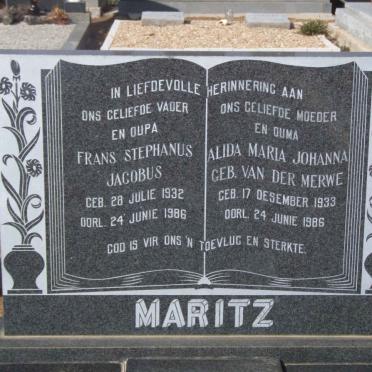 MARITZ Frans Stephanus Jacobus 1932-1986 &amp; Alida Maria Johanna VAN DER MERWE 1933-1986