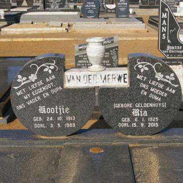 MERWE Kootjie, van der 1913-1989 &amp; Ria GELDENHUYS 1925-2015