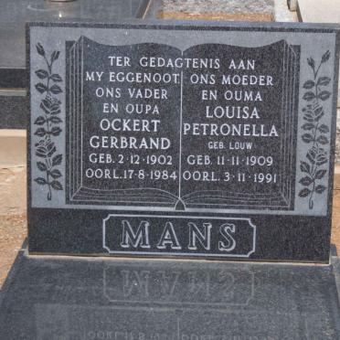 MANS Ockert Gerbrand 1902-1984 &amp; Louisa Petronella LOUW 1909-1991