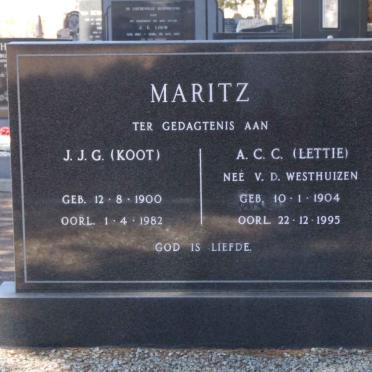 MARITZ J.J.G. 1900-1982 &amp; A.C.C. V.D. WESTHUIZEN 1904-1995