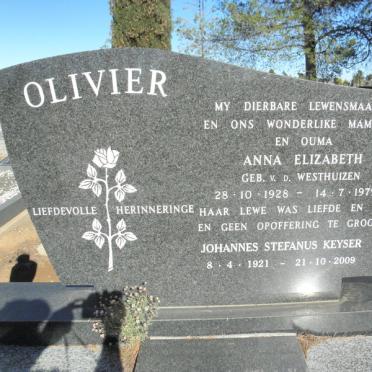 OLIVIER Johannes Stefanus Keyser 1921-2009 &amp; Anna Elizabeth VAN DER WESTHUIZEN 1928-1979