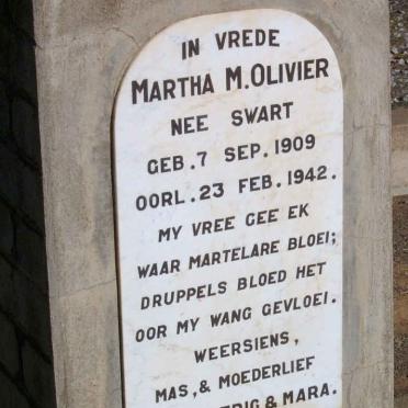 OLIVIER Martha M. nee SWART 1909-1942