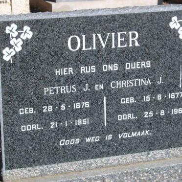 OLIVIER Petrus J. 1876-1951 &amp; Christina J. 1877-1966