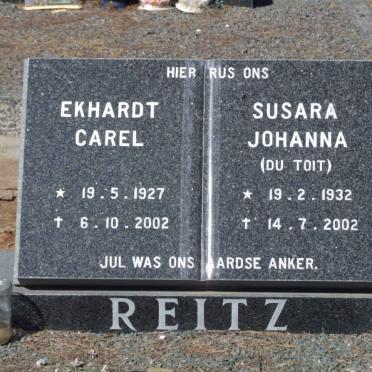 REITZ Ekhardt Carel 1927-2002 &amp; Susara Johanna DU TOIT 1932-2002