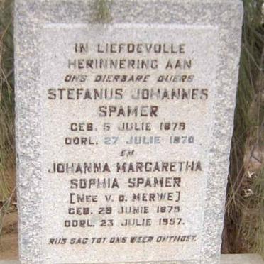 SPAMER Stefanus Johannes 1879-1970 &amp; Johanna Margaretha Sophia V.D. MERWE 1875-1957
