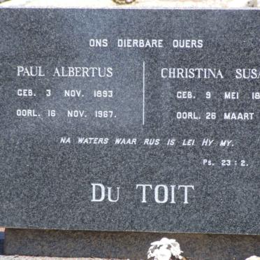 TOIT Paul Albertus, du 1893-1967 &amp; Christina Susanna 1895-1979