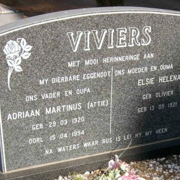 VIVIERS Adriaan Martinus 1920-1994 &amp; Elsie Helena OLIVIER 1921-
