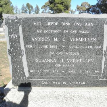 VERMEULEN Andries M.G. 1895-1968 &amp; Susanna J. MARAIS 1902-1984