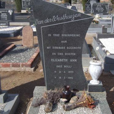 WESTHUIZEN Elizabeth Ann, van der nee BOLL 1955-1982