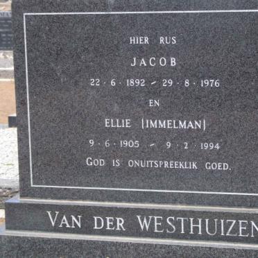 WESTHUIZEN Jacob, van der 1892-1976 &amp; Ellie IMMELMAN 1905-1994