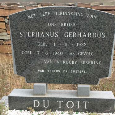 TOIT Stephanus Gerhardus, du 1922-1940