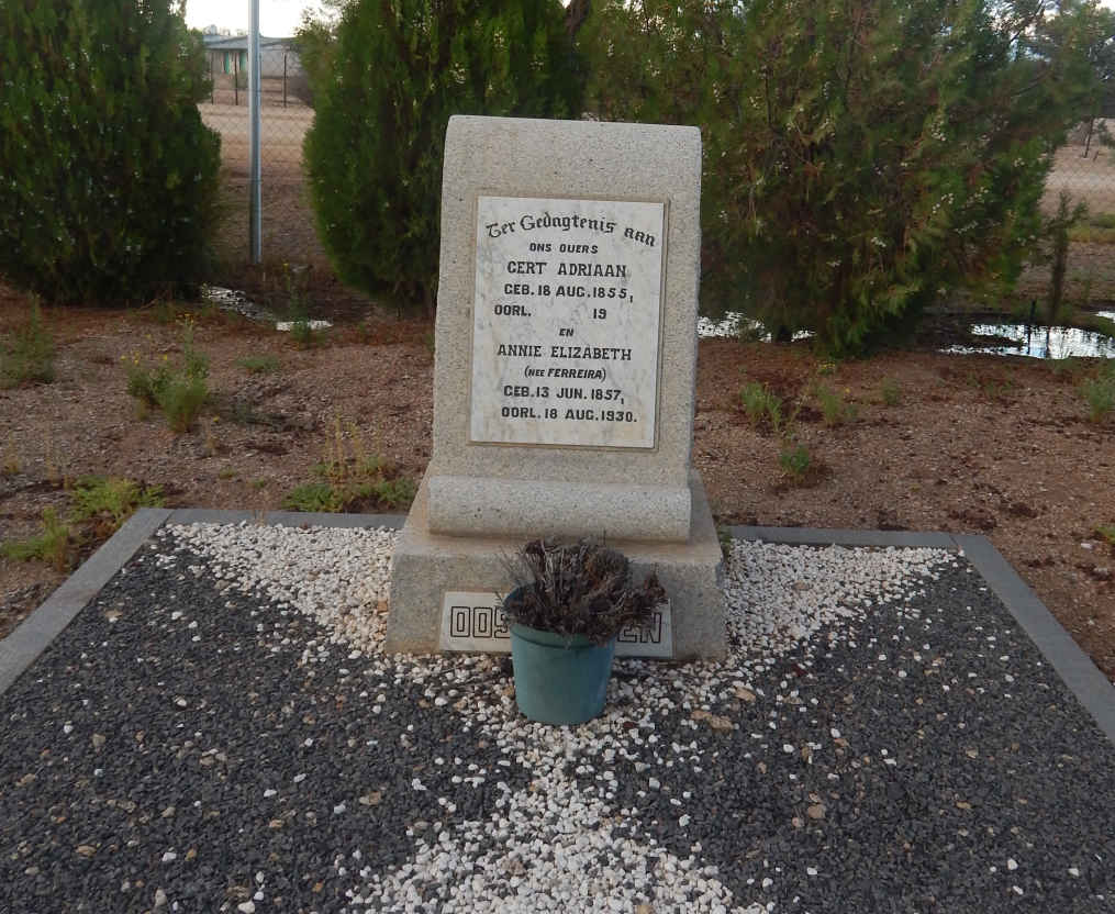 OOSTHUIZEN Gert Adriaan 1855- &amp; Annie Elizabeth FERREIRA 1857-1930