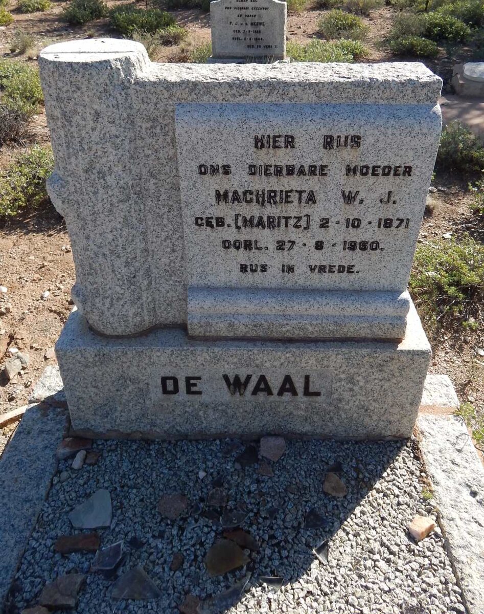WAAL Tobias J.P., de 1882-1955 &amp; Maghrieta W.J. MARITZ 1871-1960