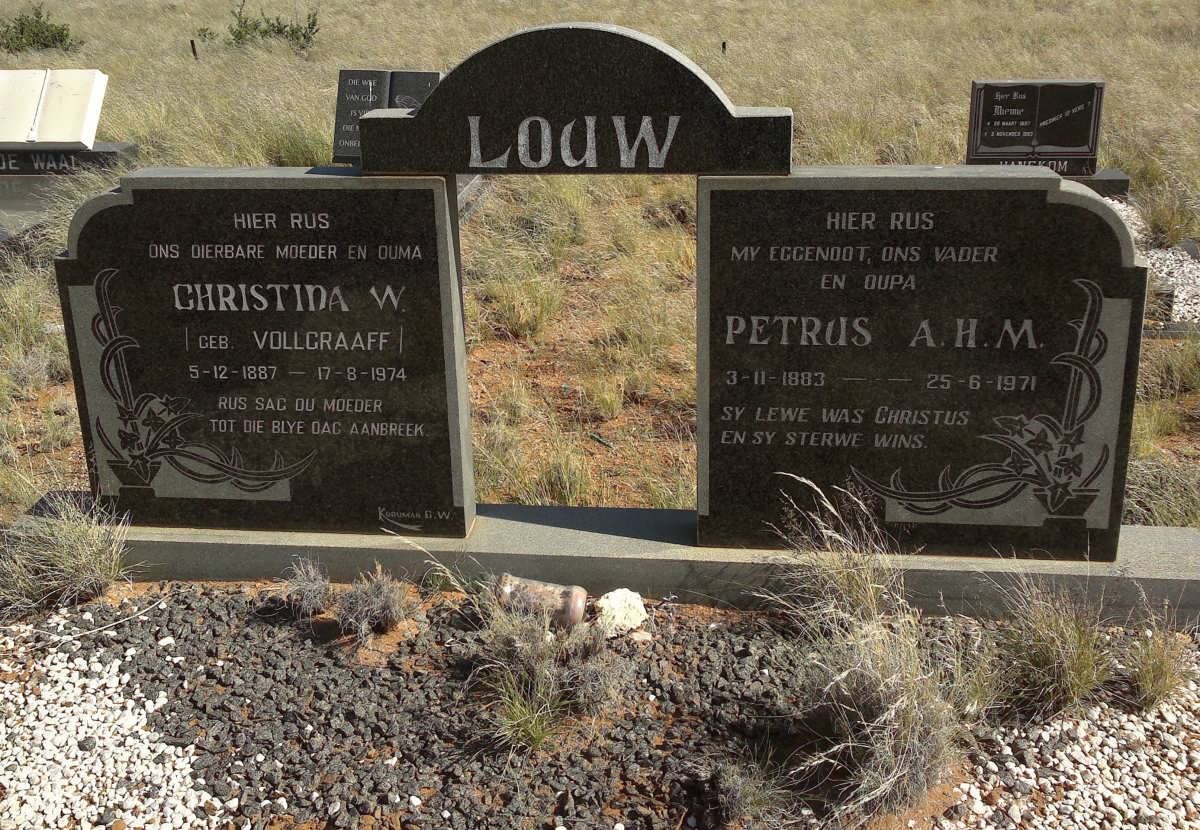 LOUW Petrus A.H.M. 1883-1971 &amp; Christina W. VOLLGRAAFF 1887-1974  