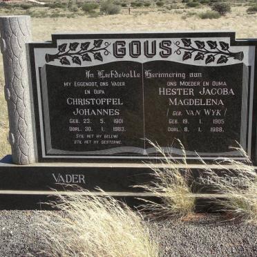 GOUS Christoffel Johannes 1901-1983 &amp; Hester Jacoba Magdelena VAN WYK 1905-1988