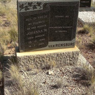 RENSBURG Johanna M., van nee BURGER 1890-1964