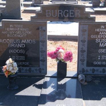 BURGER Jacobus Amos Brand 1939-2004 &amp; Susanna Maria 1940-2010