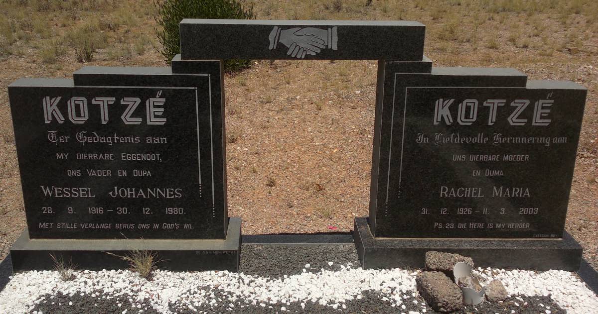KOTZÉ Wessel Johannes 1916-1980 &amp; Rachel Maria 1926-2003