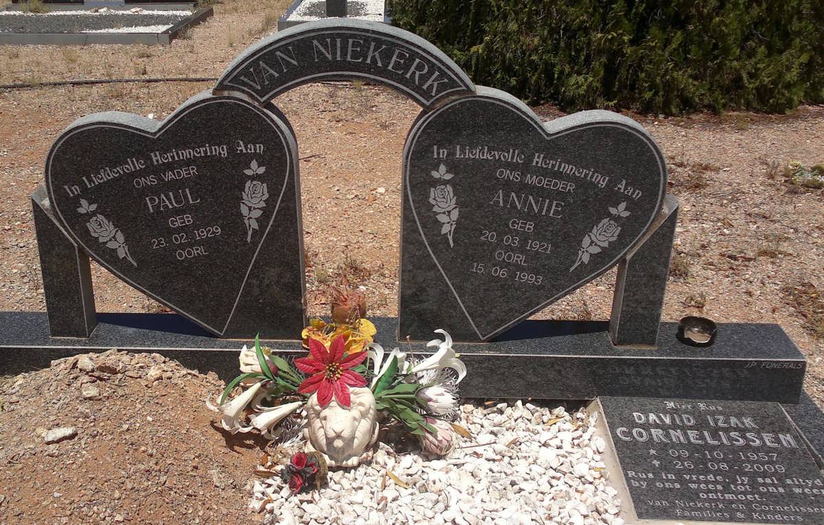 NIEKERK Paul 1929- &amp; Annie 1921-1993 :: CORNELISSEN David Izak 1957-2009