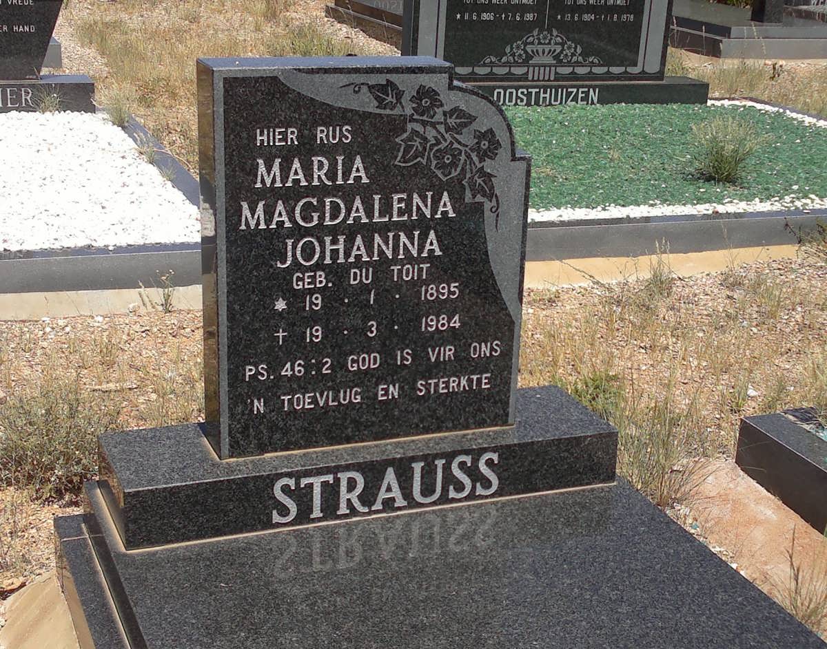 STRAUSS Maria Magdalena Johanna nee DU TOIT 1893-1984
