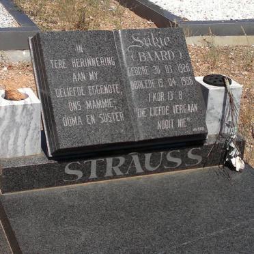 STRAUSS Sukie nee BAARD 1926-1996