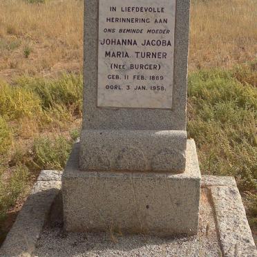 TURNER Johanna Jacoba Maria nee BURGER 1889-1958