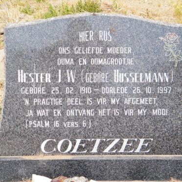 COETZEE Hester J.W. nee HUSSELMANN 1910-1997