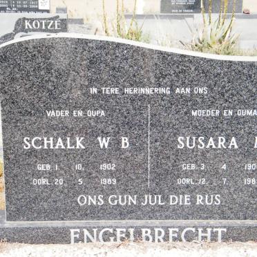 ENGELBRECHT Schalk W.B. 1902-1989 &amp; Susara M. 1906-1989